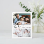 Modern Thank You Script 3 Fotogeboorteaankondiging Briefkaart (Staand voorkant)