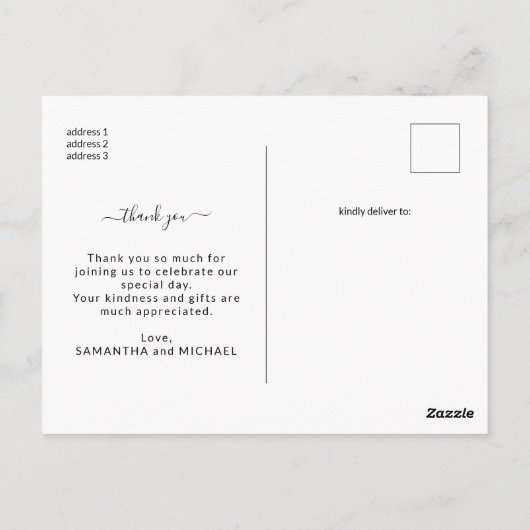 Modern Thank You Script 3 Fotogeboorteaankondiging Briefkaart (Achterkant)