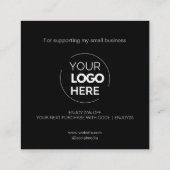 Modern Thank You Script minimaal zwart Kortingskaartje (Achterkant)