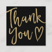 Modern thank you script order gold black vierkante visitekaartje (Voorkant)