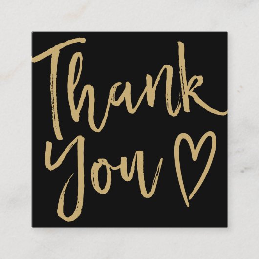 Modern thank you script order gold black vierkante visitekaartje (Voorkant)