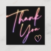Modern thank you script order neon Qr code Vierkante Visitekaartje (Voorkant)