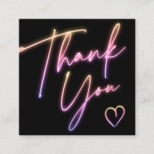 Modern thank you script order neon Qr code Vierkante Visitekaartje (Voorkant)