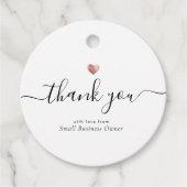 Modern Thank You Script Rose Gold Small Business Bedankjes Labels (Voorkant)
