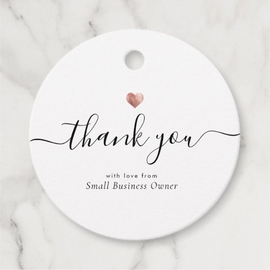 Modern Thank You Script Rose Gold Small Business Bedankjes Labels (Voorkant)
