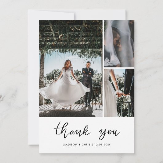 Modern Thank You Script Wedding Photo  Bedankkaart (Voorkant)