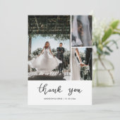 Modern Thank You Script Wedding Photo  Bedankkaart (Staand voorkant)