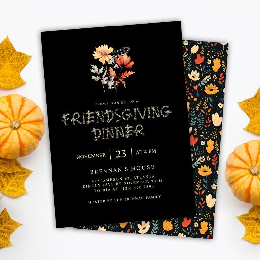 Modern Thanksgiving Diner Elegant Friendsgiving Kaart