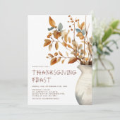 Modern Thanksgiving Diner Herfst Friendsgiving Kaart (Staand voorkant)