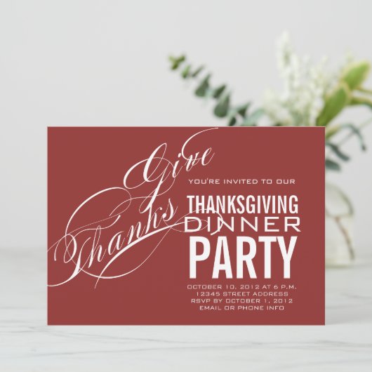 MODERN THANKSGIVING DINER INVITATION RED KAART (Staand voorkant)