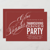 MODERN THANKSGIVING DINER INVITATION RED KAART (Voorkant / Achterkant)