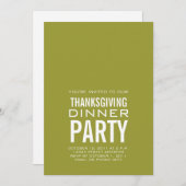 MODERN THANKSGIVING DINNER PARTIJ INVITATION GROEN KAART (Voorkant / Achterkant)