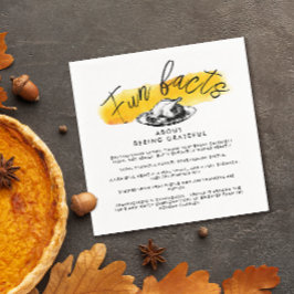 Modern Thanksgiving Fun Facts Yellow Watercolor Servet
