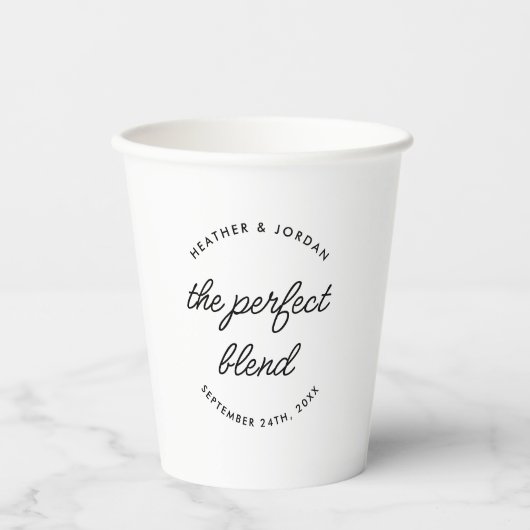 Modern The Perfect Blend Trouwkoffie of Thee Papieren Bekers (Voorkant)