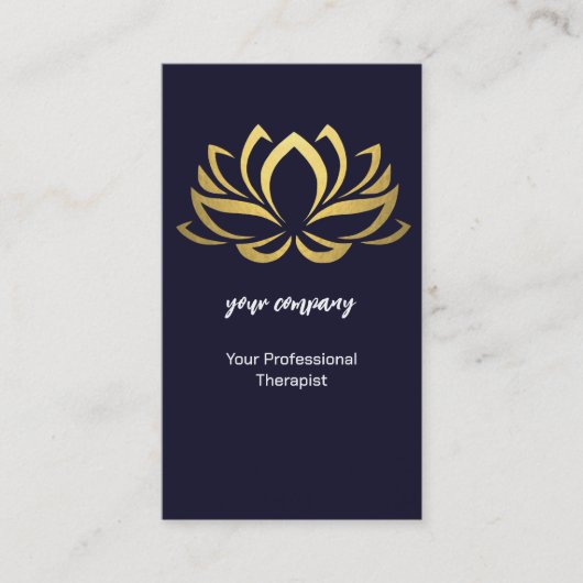 Modern Therapist Wellness Holographic Gold Lotus Visitekaartje (Voorkant)