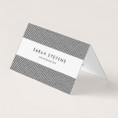 Modern Thin Black White Chevron Stripes Pattern Visitekaartje (Voorkant)