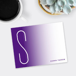 Modern Thin Monogram Paarse Fade Professional Notitiekaartje