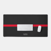 Modern Thin Red Line Brandweerman Monogram Initial Bureaumat (Keyboard & Muis)