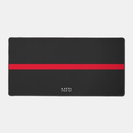 Modern Thin Red Line Brandweerman Monogram Initial Bureaumat (Voorkant)