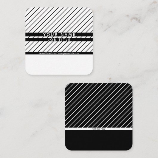 Modern Thin Striped Minimalistisch Vierkante Visitekaartje (Voorkant / Achterkant)