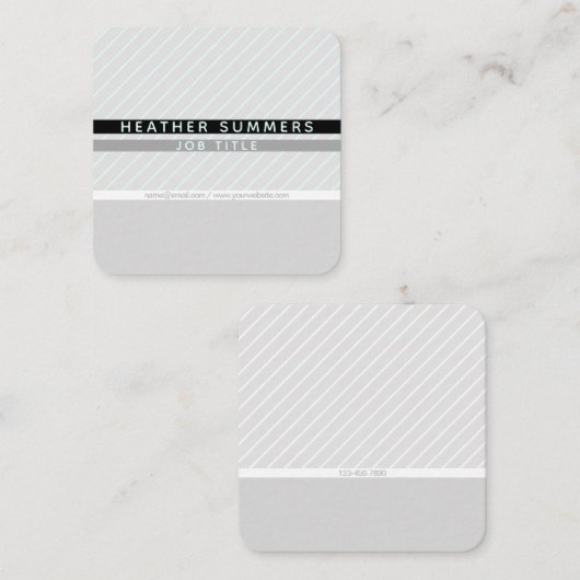 Modern Thin Striped Minimalistisch Vierkante Visitekaartje (Voorkant / Achterkant)