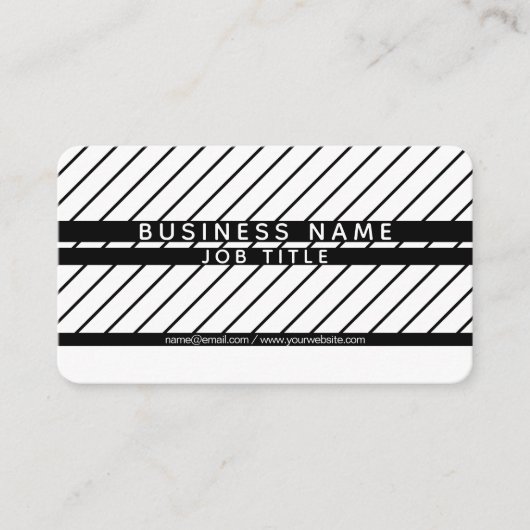 Modern Thin Striped Minimalistisch Wit & Zwart Visitekaartje (Voorkant)