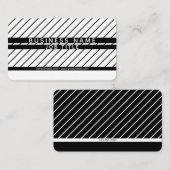 Modern Thin Striped Minimalistisch Wit & Zwart Visitekaartje (Voorkant / Achterkant)