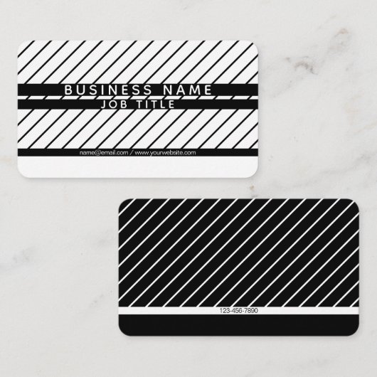 Modern Thin Striped Minimalistisch Wit & Zwart Visitekaartje (Voorkant / Achterkant)