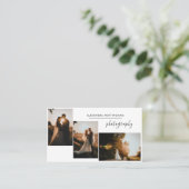 Modern Three Photo Collage Wedding Photography Visitekaartje (Staand voorkant)