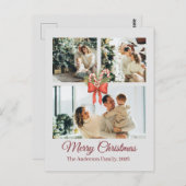 Modern Three-Photo Holiday Family Collage Briefkaart (Voorkant / Achterkant)