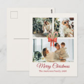 Modern Three-Photo Holiday Family Collage Briefkaart (Voorkant / Achterkant)
