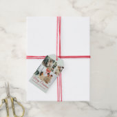 Modern Three-Photo Holiday Family Collage Cadeaulabel (Met Touw)