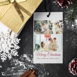 Modern Three-Photo Holiday Family Collage Cadeaulabel