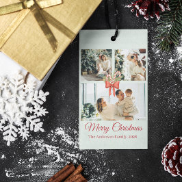 Modern Three-Photo Holiday Family Collage Cadeaulabel