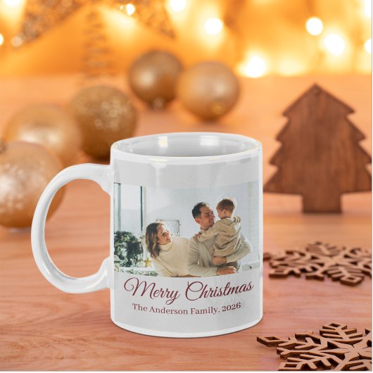 Modern Three-Photo Holiday Family Collage Grote Koffiekop