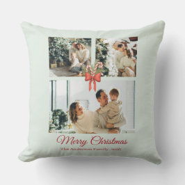 Modern Three-Photo Holiday Family Collage Kussen