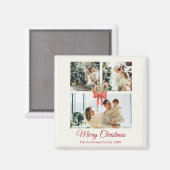 Modern Three-Photo Holiday Family Collage Magneet (Voorkant / Achterkant)