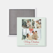 Modern Three-Photo Holiday Family Collage Magneet (Voorkant / Achterkant)