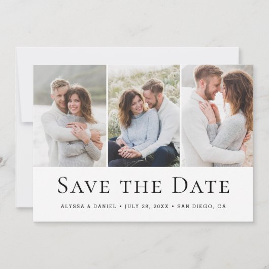 Modern Three Photo Wedding website QR Code Save The Date (Voorkant)