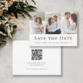 Modern Three Photo Wedding website QR Code Save The Date