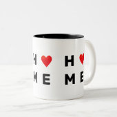 Modern thuis en hart tweekleurige koffiemok (Voorkant rechts)