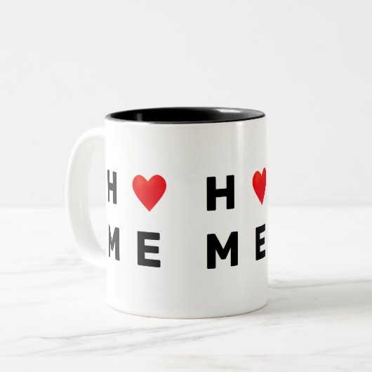 Modern thuis en hart tweekleurige koffiemok (Voorkant links)