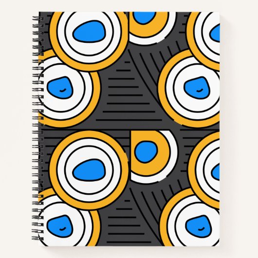 Modern Tibetaans abstract patroon in zwartblauw Notitieboek (Voorkant)