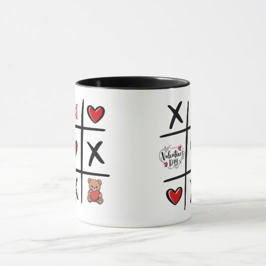 Modern Tic Tac Toe Valentines Day Initial Mok (Midden)