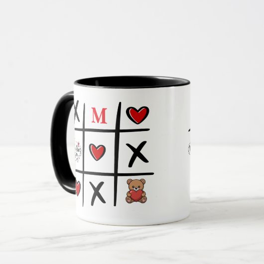 Modern Tic Tac Toe Valentines Day Initial Mok (Voorkant links)