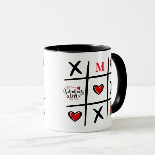 Modern Tic Tac Toe Valentines Day Initial Mok (Voorkant rechts)