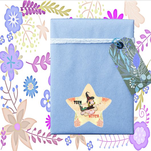 Modern Tiener Heks Herfst Pompoenen Halloween Spoo Ster Sticker