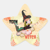 Modern Tiener Heks Herfst Pompoenen Halloween Spoo Ster Sticker (Voorkant)