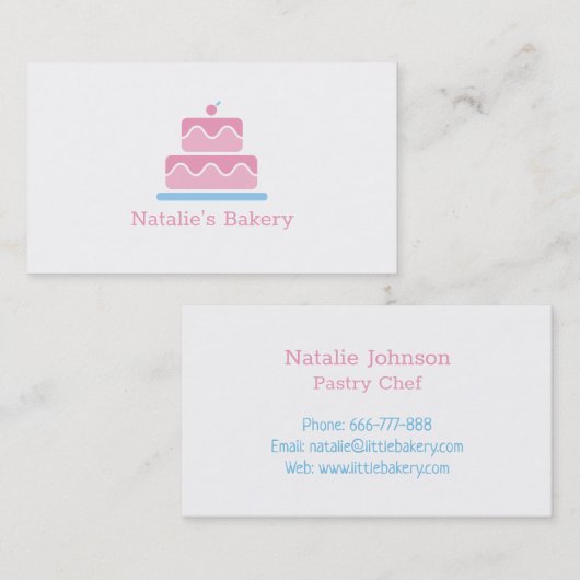 Modern Tier-Cake met Cherry Pastries Bakeries Visitekaartje (Voorkant / Achterkant)