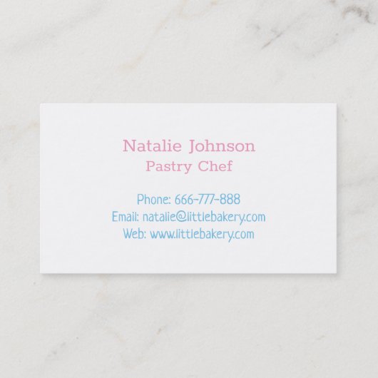 Modern Tier-Cake met Cherry Pastries Bakeries Visitekaartje (Achterkant)